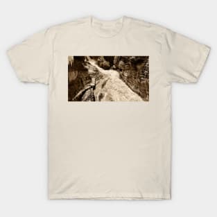 An Alpine Waterfall in Sepia Tone T-Shirt